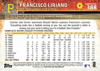 2015 Topps #388 Francisco Liriano Back