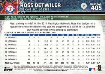 2015 Topps #405 Ross Detwiler Back
