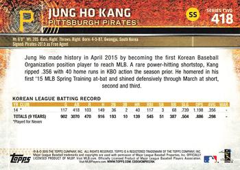 2015 Topps #418 Jung Ho Kang Back