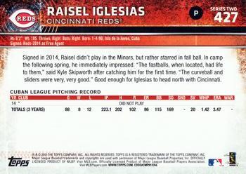 2015 Topps #427 Raisel Iglesias Back