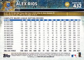 2015 Topps #432 Alex Rios Back
