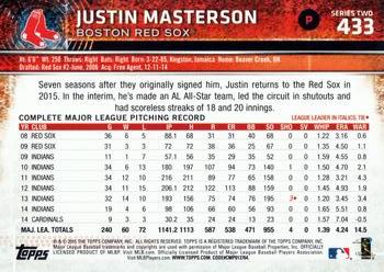 2015 Topps #433 Justin Masterson Back
