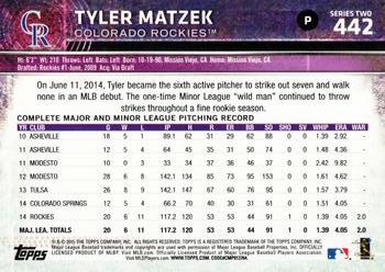2015 Topps #442 Tyler Matzek Back