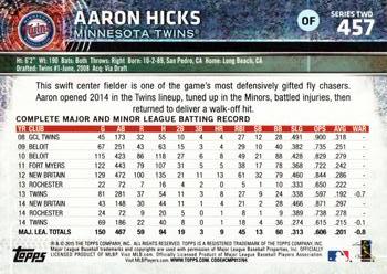 2015 Topps #457 Aaron Hicks Back