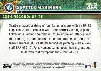 2015 Topps #465 Seattle Mariners Back