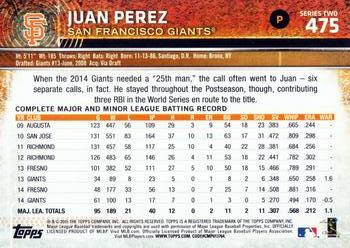 2015 Topps #475 Juan Perez Back