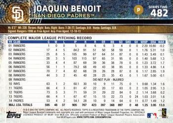 2015 Topps #482 Joaquin Benoit Back