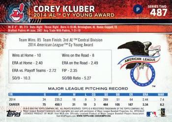 2015 Topps #487 Corey Kluber Back