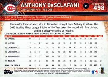 2015 Topps #498 Anthony DeSclafani Back
