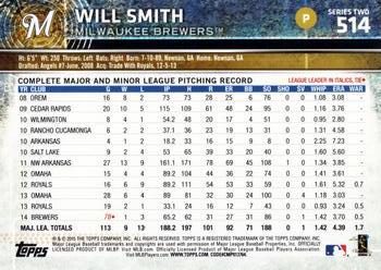 2015 Topps #514 Will Smith Back