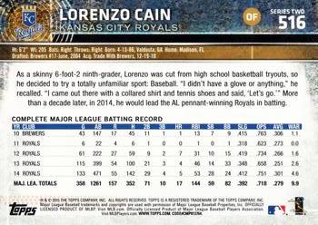 2015 Topps #516 Lorenzo Cain Back