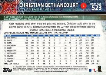 2015 Topps #523 Christian Bethancourt Back