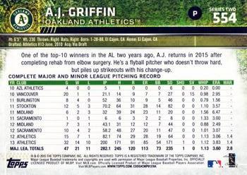 2015 Topps #554 A.J. Griffin Back
