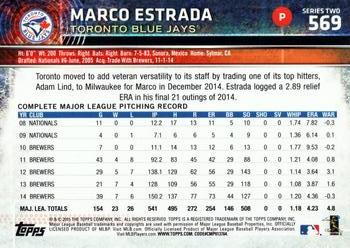 2015 Topps #569 Marco Estrada Back