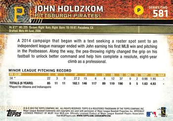 2015 Topps #581 John Holdzkom Back