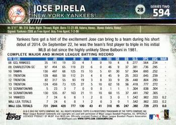 2015 Topps #594 Jose Pirela Back