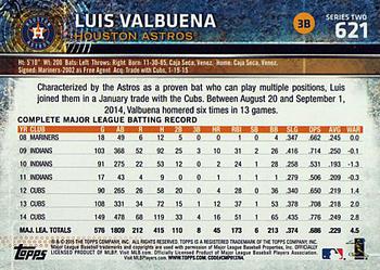 2015 Topps #621 Luis Valbuena Back