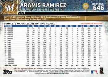 2015 Topps #646 Aramis Ramirez Back