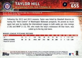 2015 Topps #655 Taylor Hill Back