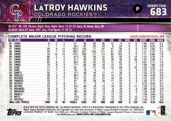 2015 Topps #683 LaTroy Hawkins Back