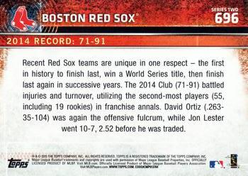 2015 Topps #696 Boston Red Sox Back