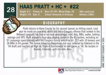 2009 Grandstand Kane County Cougars #28 Haas Pratt Back