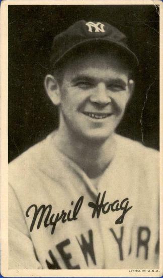 1936 Goudey Wide Pen Premiums (R314 Type 1)  #NNO Myril Hoag Front