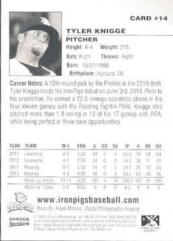 2014 Choice Lehigh Valley IronPigs Update #14 Tyler Knigge Back