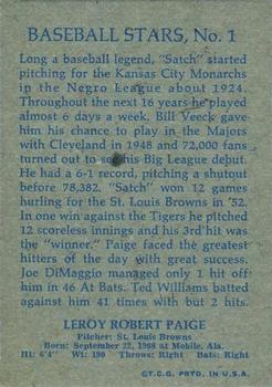 1973 Topps 1953 Reprints #1 Satchel Paige Back