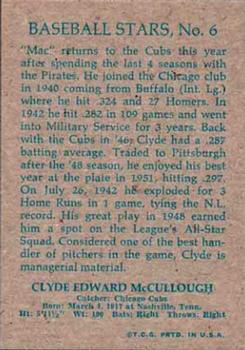 1973 Topps 1953 Reprints #6 Clyde McCullough Back