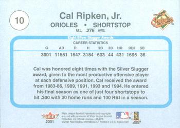 2001 Fleer Cal Ripken, Jr. Career Highlights Box Set #10 Cal Ripken Jr. Back
