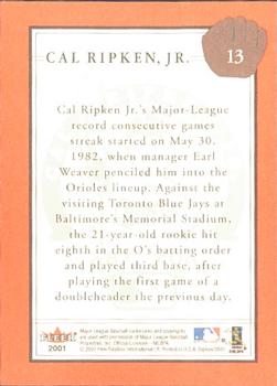 2001 Fleer Cal Ripken, Jr. Career Highlights Box Set #13 Cal Ripken Jr. Back