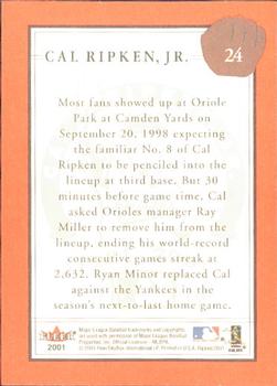 2001 Fleer Cal Ripken, Jr. Career Highlights Box Set #24 Cal Ripken Jr. Back
