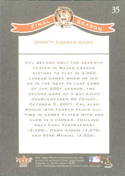 2001 Fleer Cal Ripken, Jr. Career Highlights Box Set #35 Cal Ripken Jr. Back