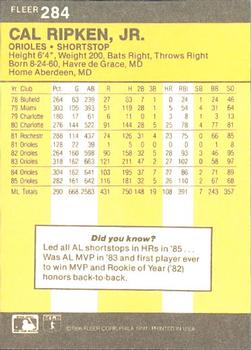2001 Fleer Cal Ripken, Jr. Career Highlights Box Set #284 Cal Ripken Jr. Back