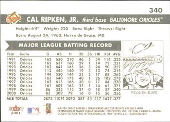 2001 Fleer Cal Ripken, Jr. Career Highlights Box Set #340 Cal Ripken Jr. Back