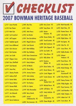 2007 Bowman Heritage - Checklists #2 Checklist 2: 157-250 and Inserts Front