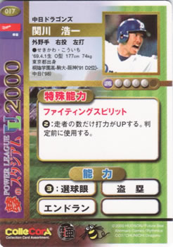 2000 Future Bee Power League UL #017 Koichi Sekikawa Back
