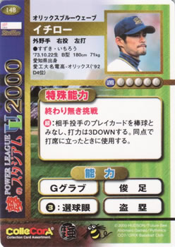 2000 Future Bee Power League UL #148 Ichiro Suzuki Back