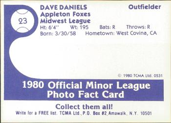 1980 TCMA Appleton Foxes #23 Dave Daniels Back