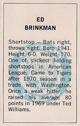 1971 Dell Today's Team Stamps #NNO Ed Brinkman Back
