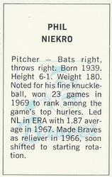 1971 Dell Today's Team Stamps #NNO Phil Niekro Back