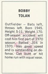 1971 Dell Today's Team Stamps #NNO Bob Tolan Back