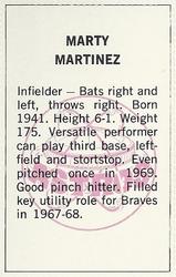 1971 Dell Today's Team Stamps #NNO Marty Martinez Back