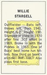 1971 Dell Today's Team Stamps #NNO Willie Stargell Back