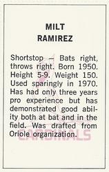 1971 Dell Today's Team Stamps #NNO Milt Ramirez Back