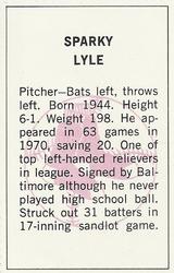 1971 Dell Today's Team Stamps #NNO Sparky Lyle Back