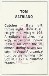 1971 Dell Today's Team Stamps #NNO Tom Satriano Back