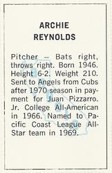 1971 Dell Today's Team Stamps #NNO Archie Reynolds Back