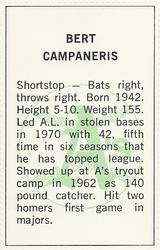 1971 Dell Today's Team Stamps #NNO Bert Campaneris Back